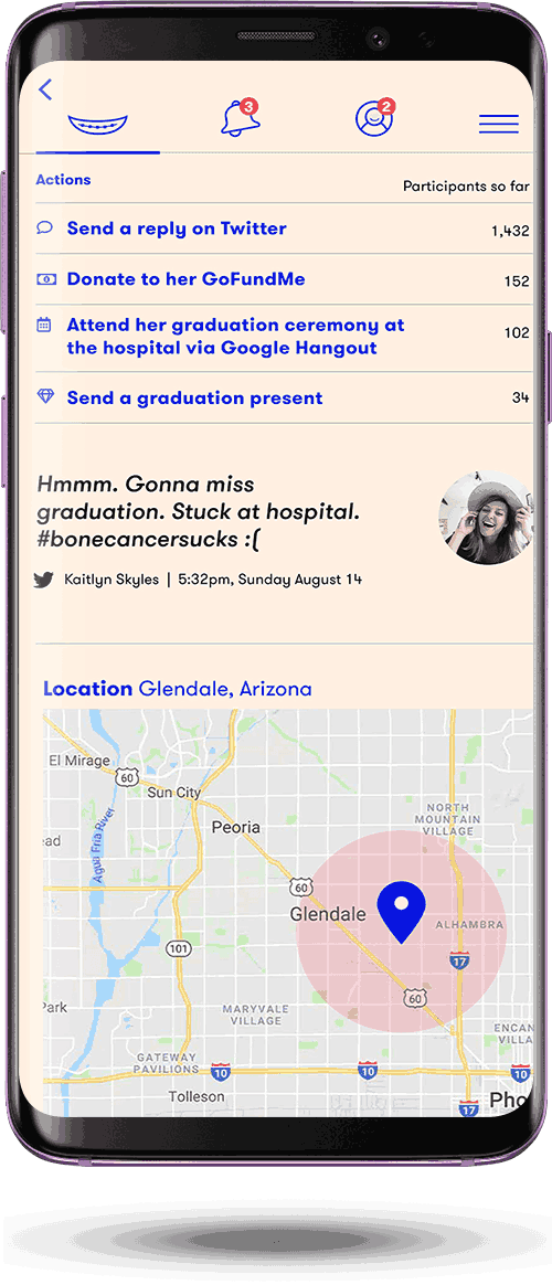 GiveASmile app event screen
