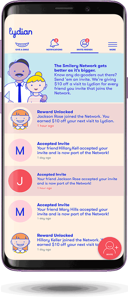 GiveASmile app notifications screen
